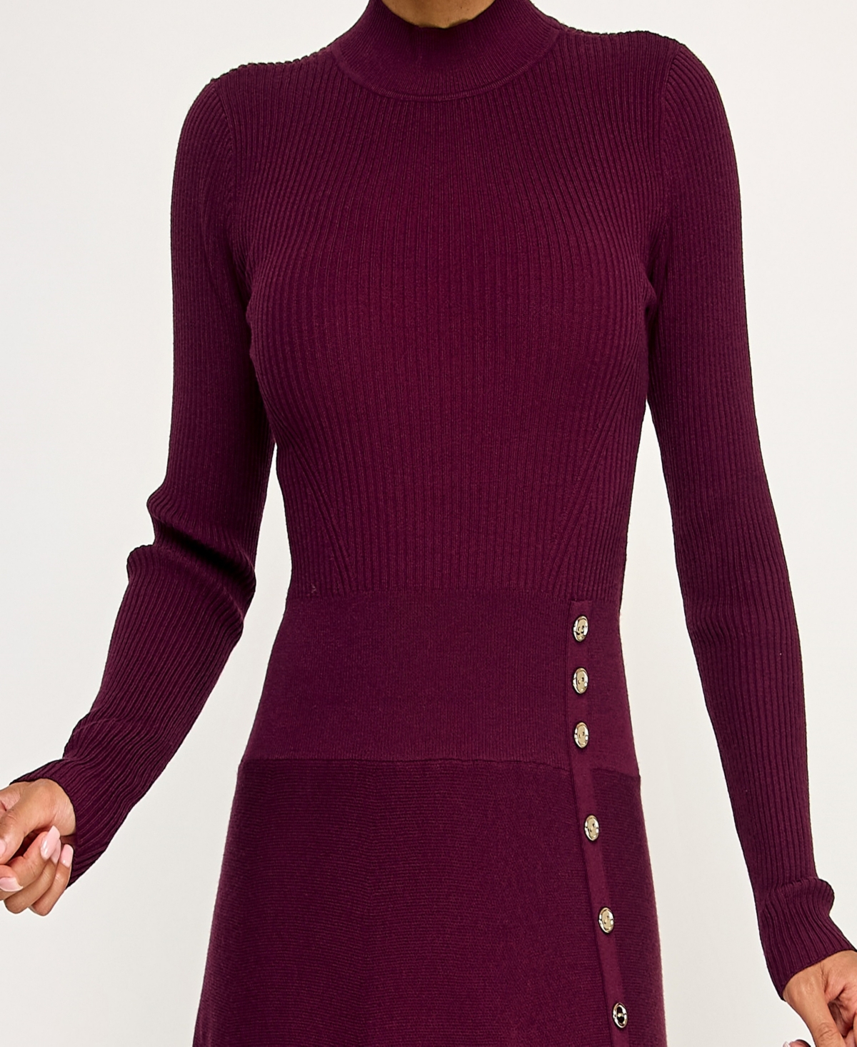 Invitee Women's Long Sleeve Fit & Flare Sweater Dress In Purple