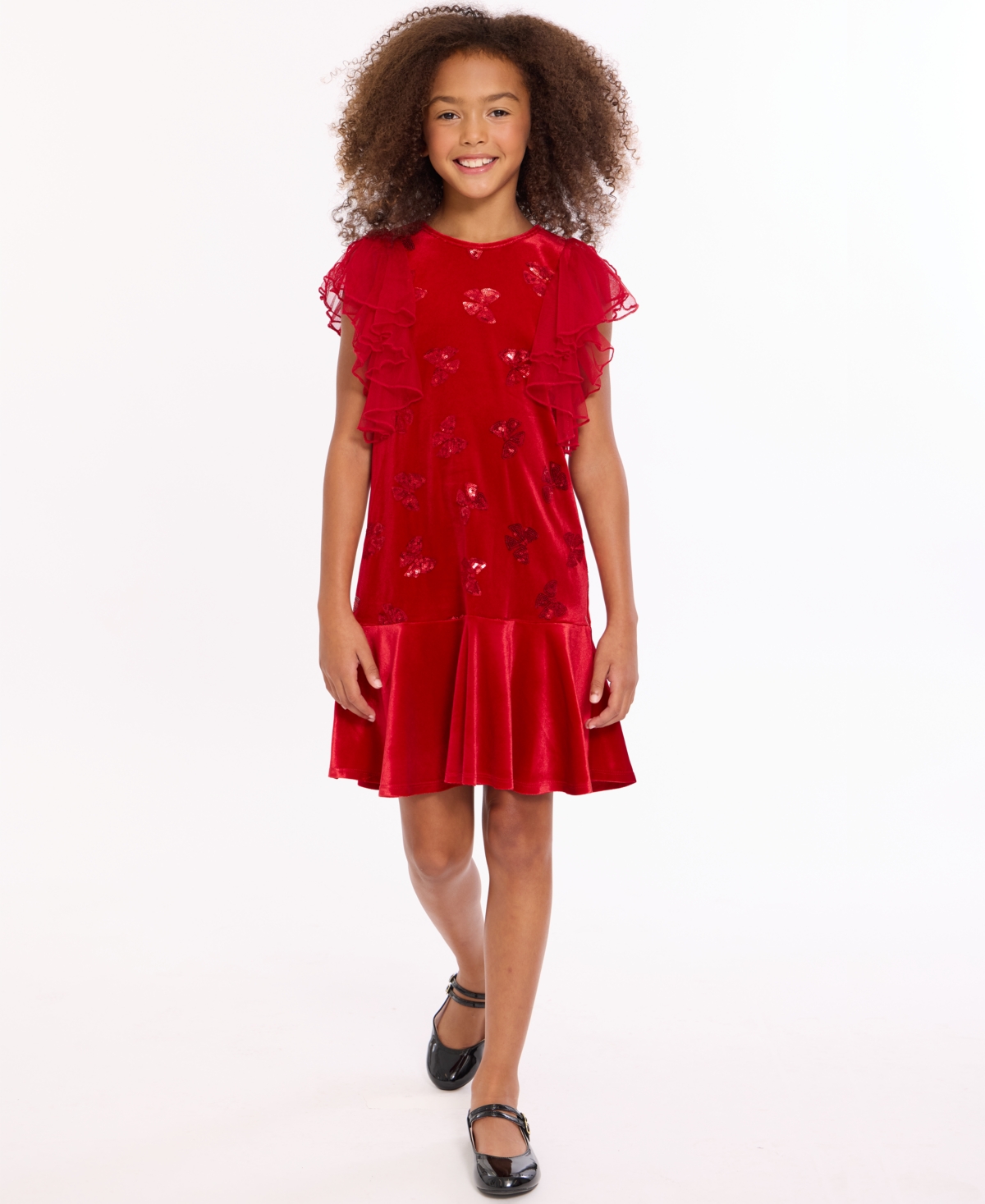Bonnie Jean Kids' Girls 2t-6x Flutter Sleeve Dress In Red