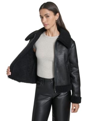 Women's Faux Shearling Aviator Jacket