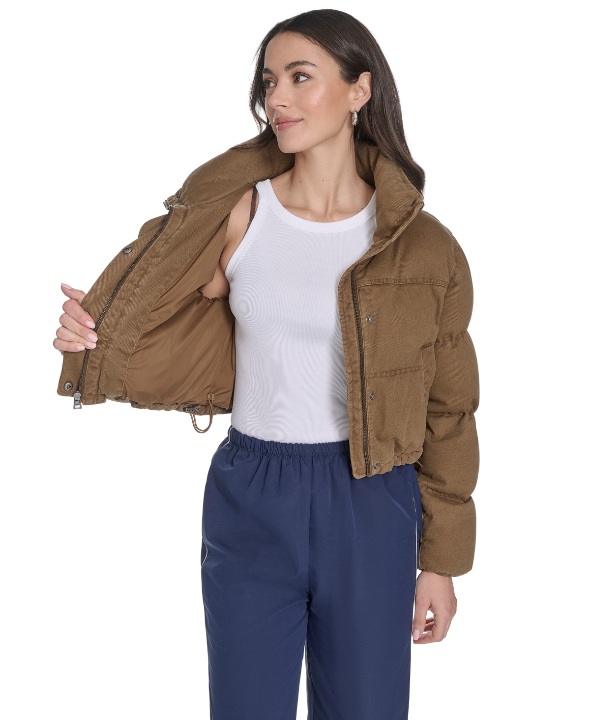 Levi's Women's Regular Cropped Cotton Puffer Jacket In Brown