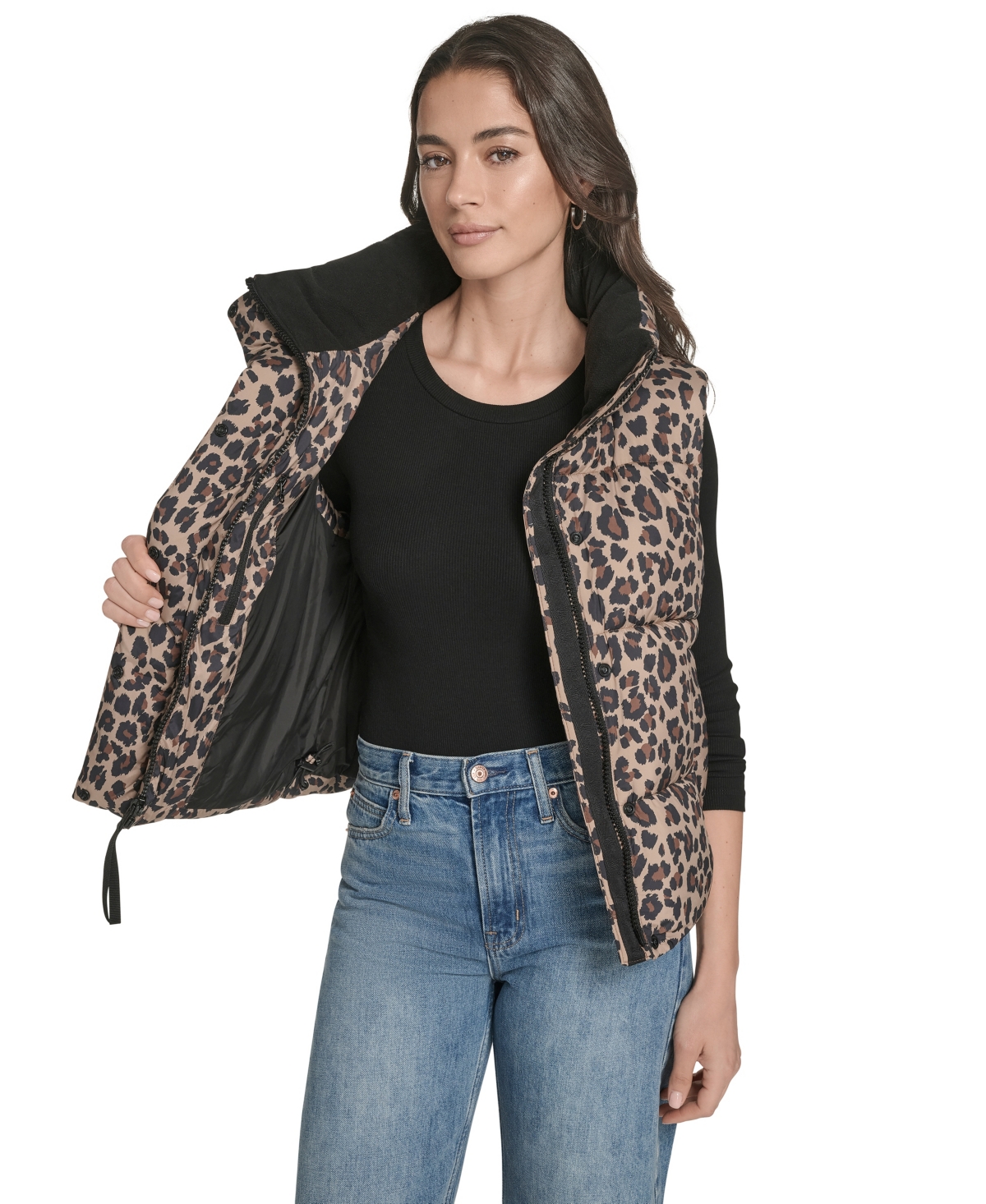 Levi's Women's Regular Stand Collar Puffer Vest In Animal Print