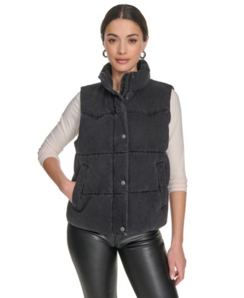 Женские куртки Levi's Women's Regular Western Stand Collar Puffer Vest Jacket