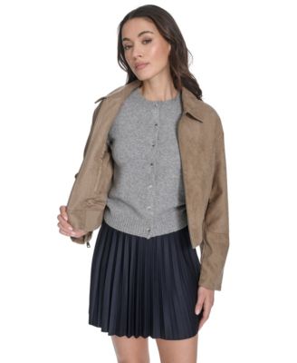 Women's Regular Faux Suede Bomber Jacket