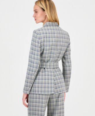 Women's Belted Notch-Collar Long-Sleeve Jacket 