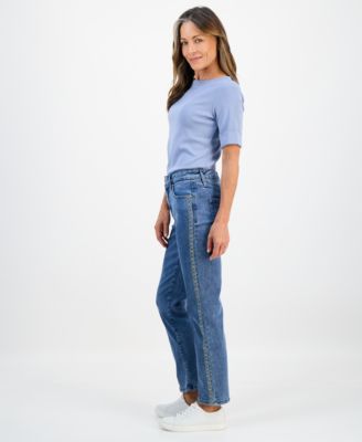 Women's Embroidery High-Rise Straight Jeans, Macy's Exclusive