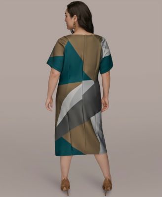 Plus Size Boat Neck Scuba Dress