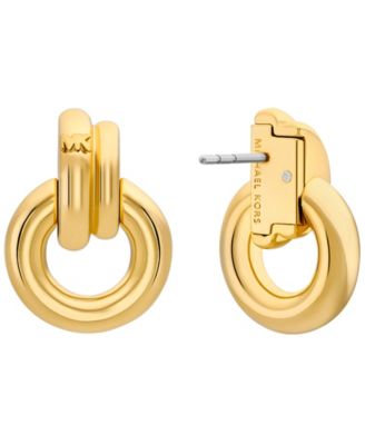 Gold Tone Torus Drop Earrings