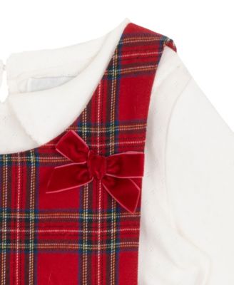 Girls' 2T-6X Checkered Jumper and Long-Sleeve Top, 2-Piece Set