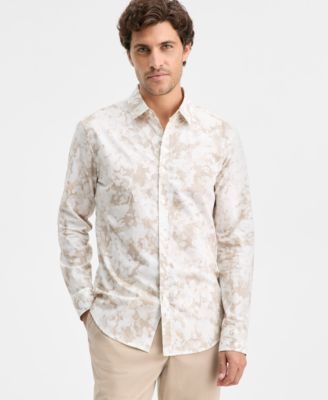 Alfani - Men's Long Sleeve Layered Botanical Shirt