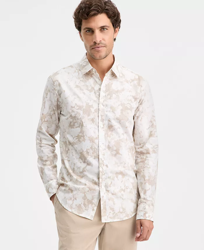 Men's Long-Sleeve Layered Botanical Shirt