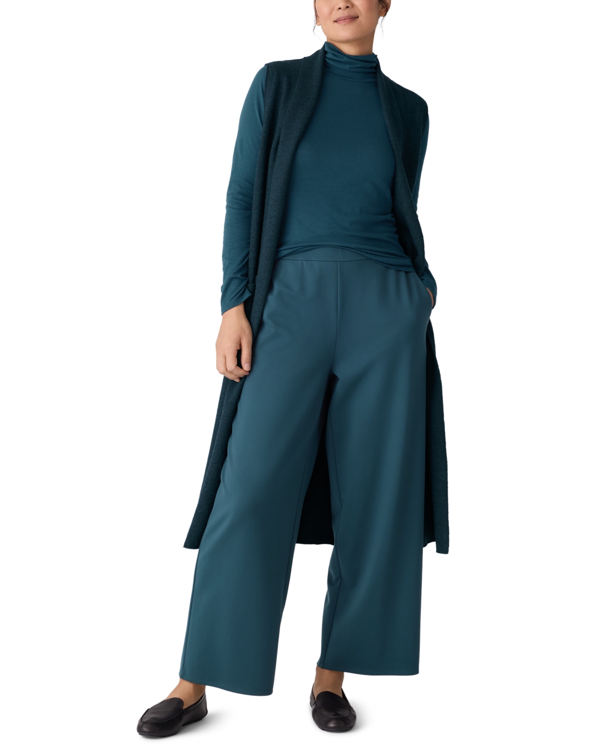Eileen Fisher Women's Wide-leg Ankle Pants In Green