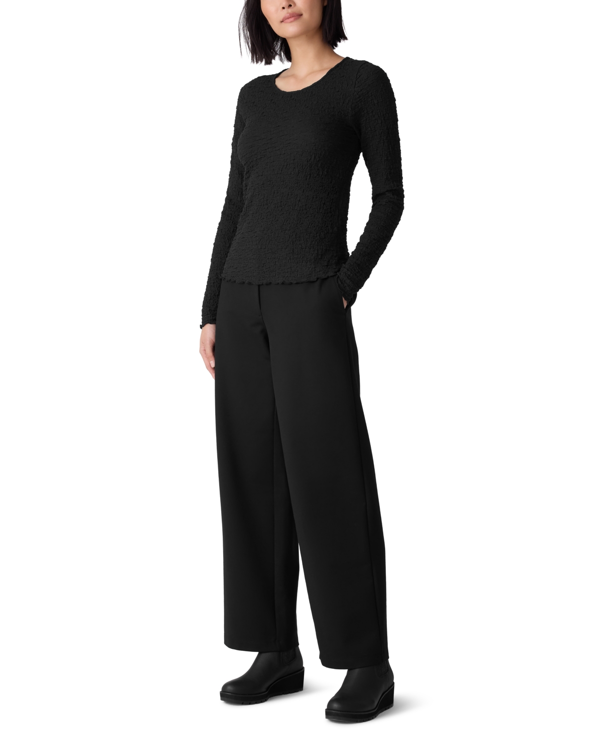 Eileen Fisher Women's Long Sleeve Round Neck Top