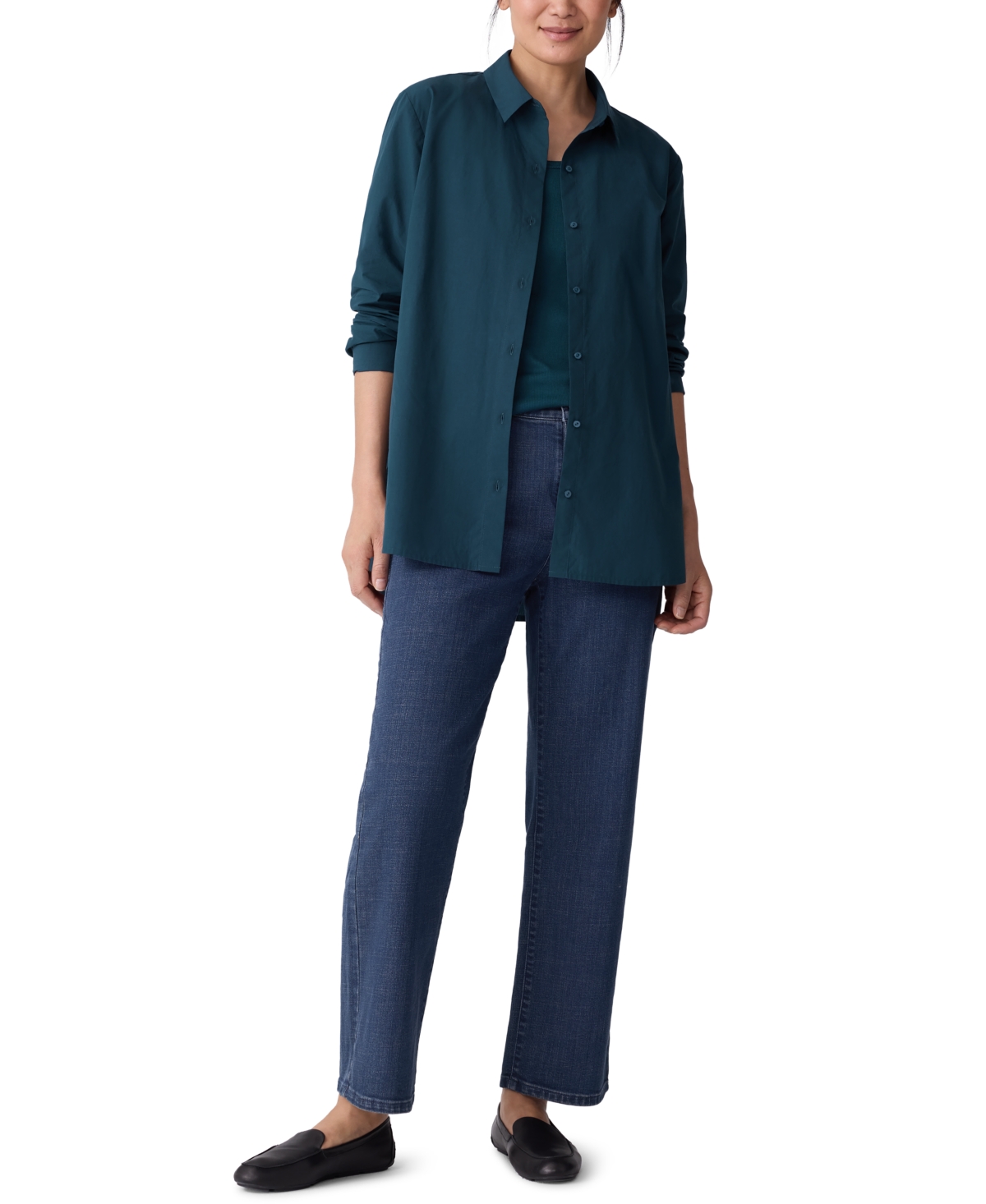 Eileen Fisher High Rise Straight Ankle Jeans In Blue