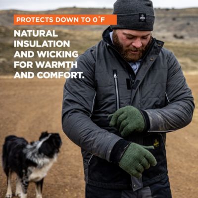 Men's Insulated Wool Leather Palm Glove - Extreme Cold Protection, Durable Leather Palm, Fleece Lining