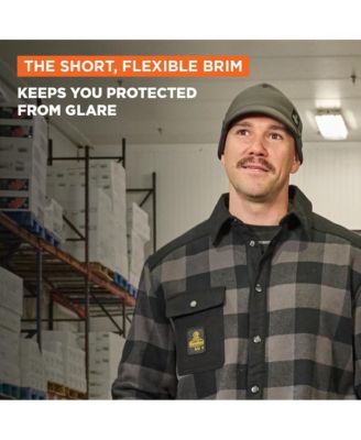 Men's Beanie with Visor - Stretch Nylon/Spandex Shell, Fleece-Lined Winter Hat