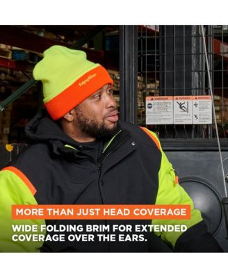 Men's HiVis Reversible Knit Cap - High Visibility Safety Beanie with Dual-Side Warmth
