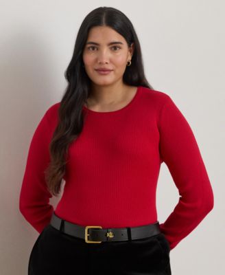 Lauren Ralph Lauren - Plus Size Rib-Knit Crew Neck Sweater