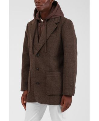 Men's Wool Blend Hoodie Coat