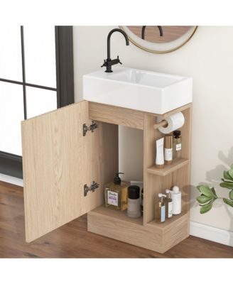18.6" Bathroom Vanity with Sink, Two-Tier Shelf, Left or Right Orientation, Bathroom Cabinet