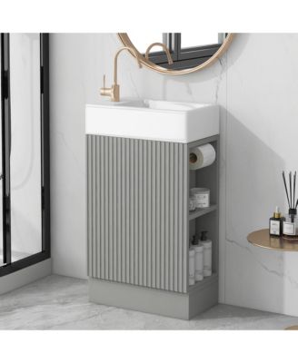 18.6" Bathroom Vanity with Sink, Two-Tier Shelf, Left or Right Orientation, Bathroom Cabinet