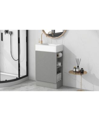 18.6" Bathroom Vanity with Sink, Two-Tier Shelf, Left or Right Orientation, Bathroom Cabinet