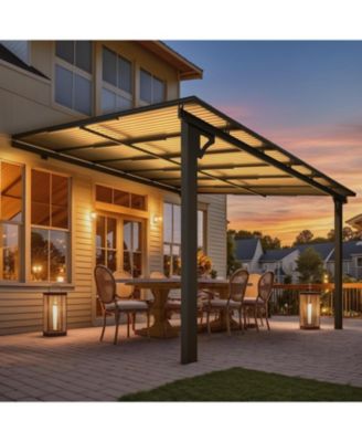 12'x10' Adjustable Height Wall Mounted Outdoor Gazebos Pergola