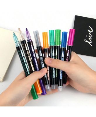 36 Colors Double Line Outline Pens,Self-Outline Metallic Markers Glitter Writing Drawing Pens For Card Writing, DIY Art Crafts Back To School