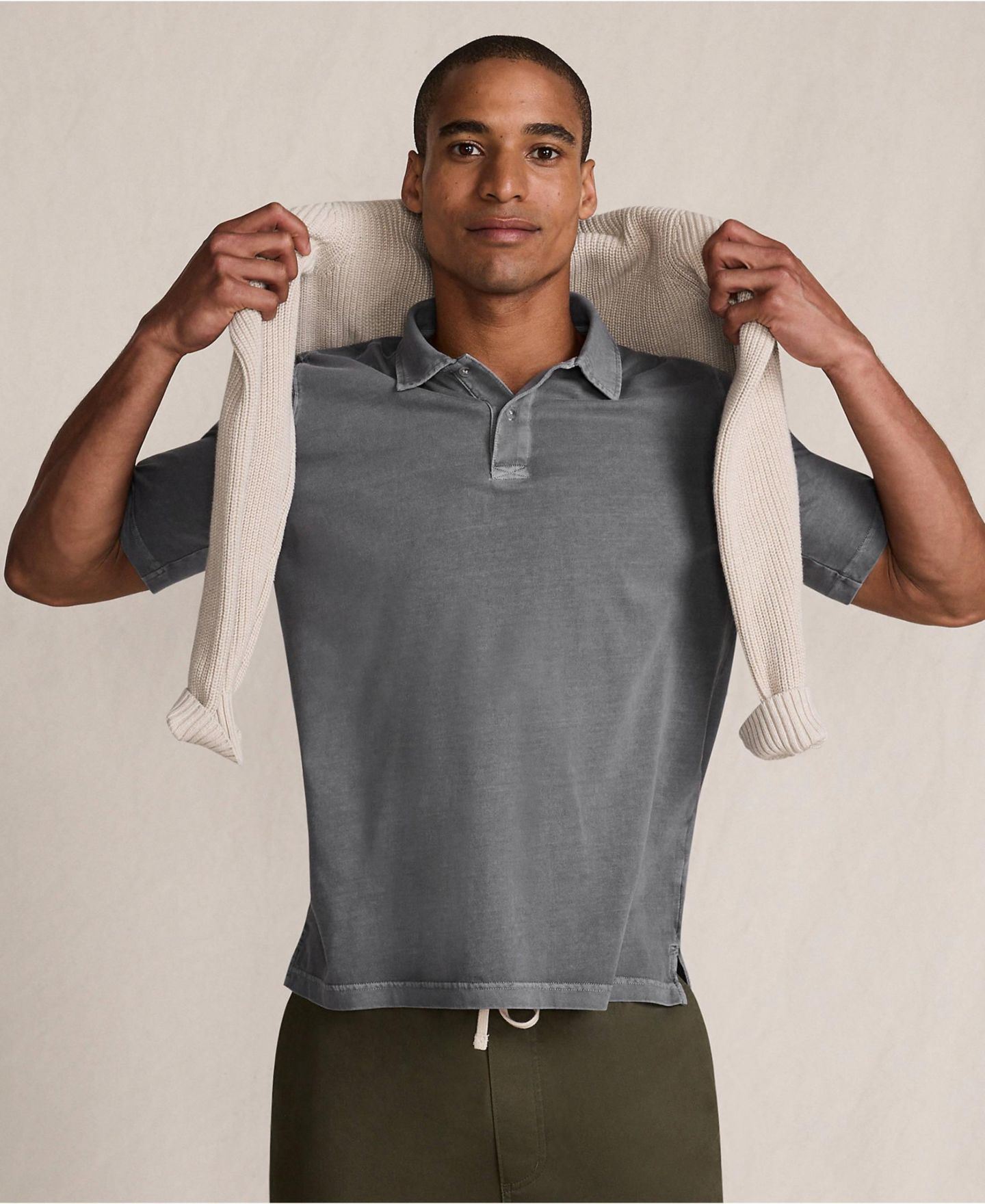 Мужское поло Lands' End Short Sleeve Sun Faded Super T Polo, цвет: Серый небесно-голубой — фото 4
