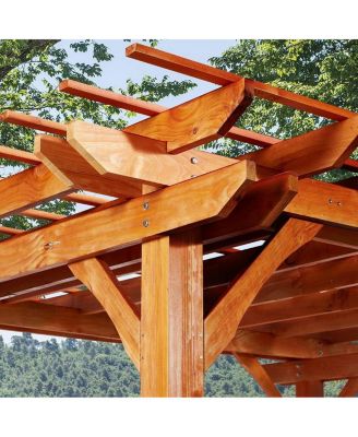 Wood Pergola 12'x10' Cedar Wood Gazebo, Outdoor Pergola for Patio Deck Garden Backyard and Patio
