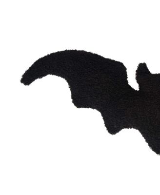 Black Bat Shaped Halloween Accent Pillow 10" x 22"