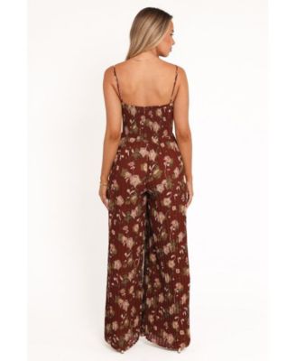 Women's Alice Wide Leg Jumpsuit - Brown Floral