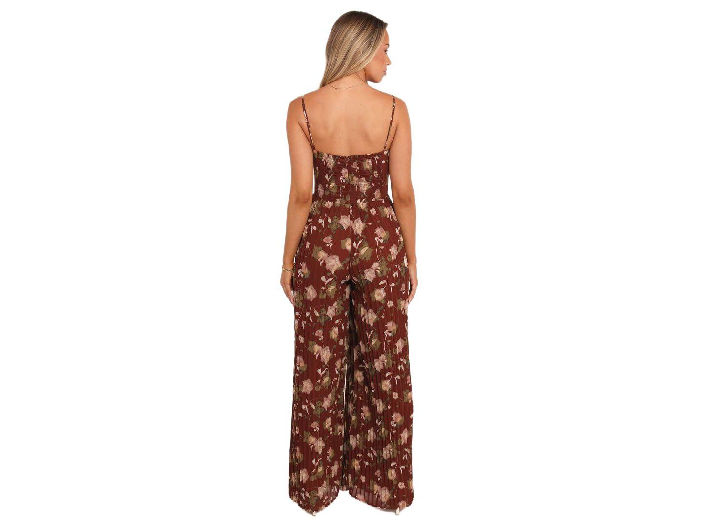 Женский комбинезон Petal and Pup Alice Wide Leg Jumpsuit - Brown Floral, цвет: Коричневый — фото 4
