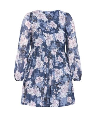 Plus Size Silver Blossom Mini Dress