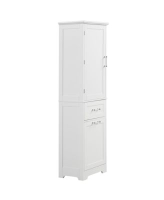 Tall Bathroom Storage Cabinet, Freestanding with Drawers and Adjustable Shelf