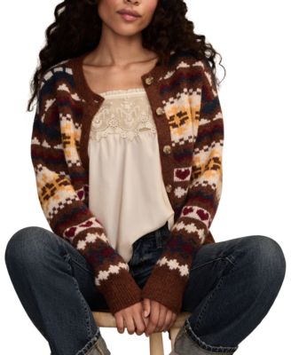 Women's Fair Isle Crew Neck Cardigan Sweater