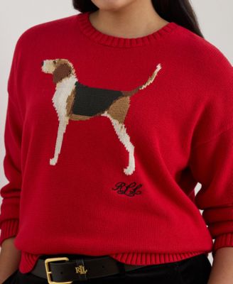 Plus Size Intarsia-Knit Foxhound Sweater