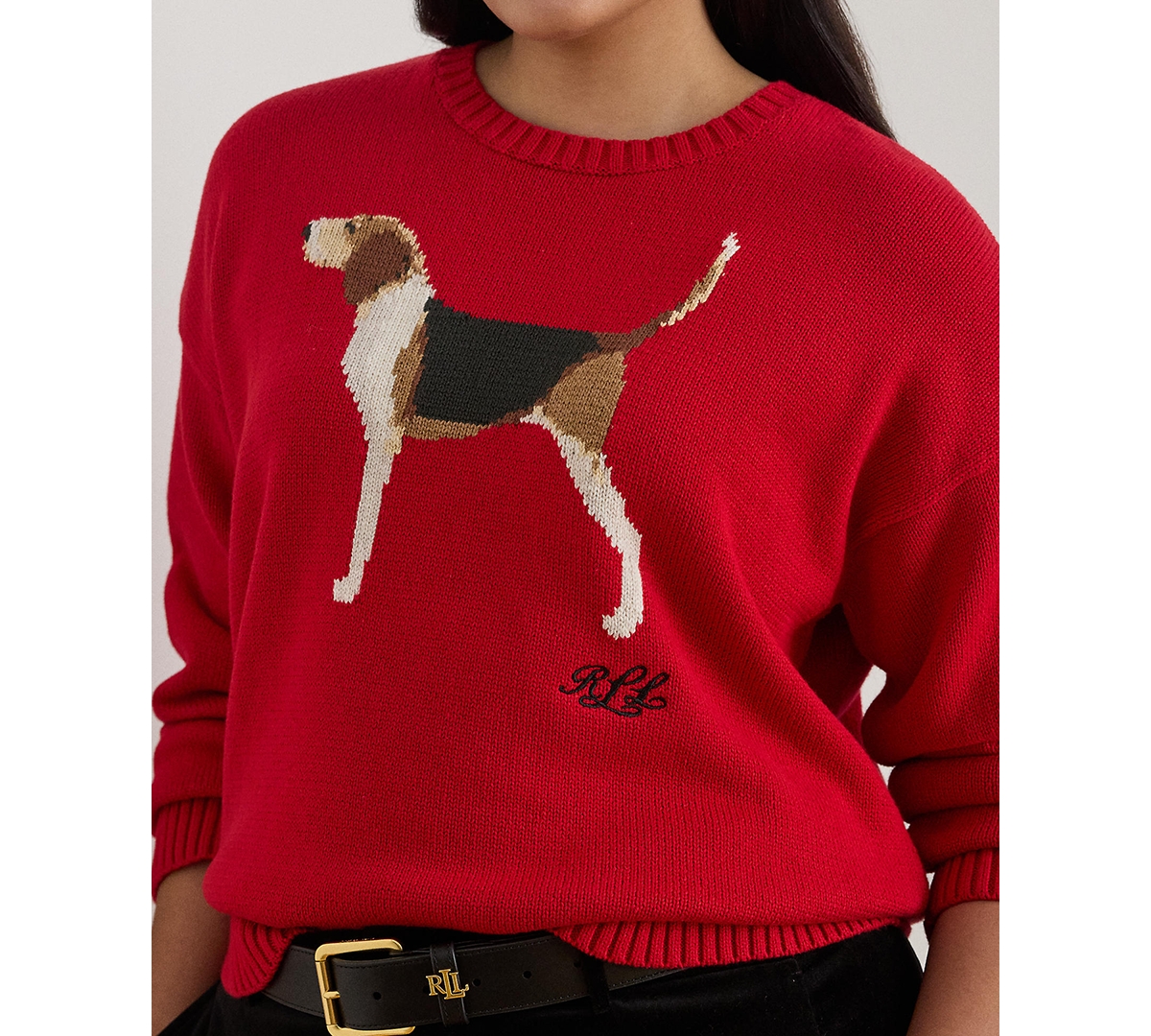 Ralph Lauren Intarsia-knit Foxhound Cotton Sweater