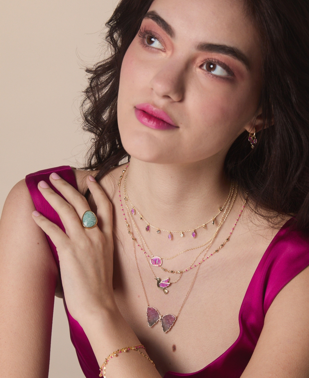 Kamaria Drops Of Spring Necklace With Lab-grown Opal In 14k Gold Plated Sterling Silver In Gold