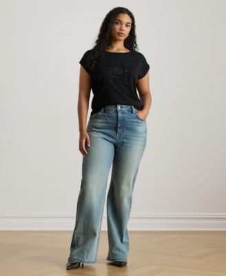 Plus Size Sequined-Crest Jersey T-Shirt