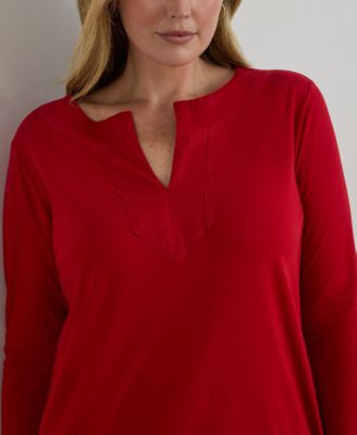 Plus Size Jersey Three-Quarter-Sleeve Tunic