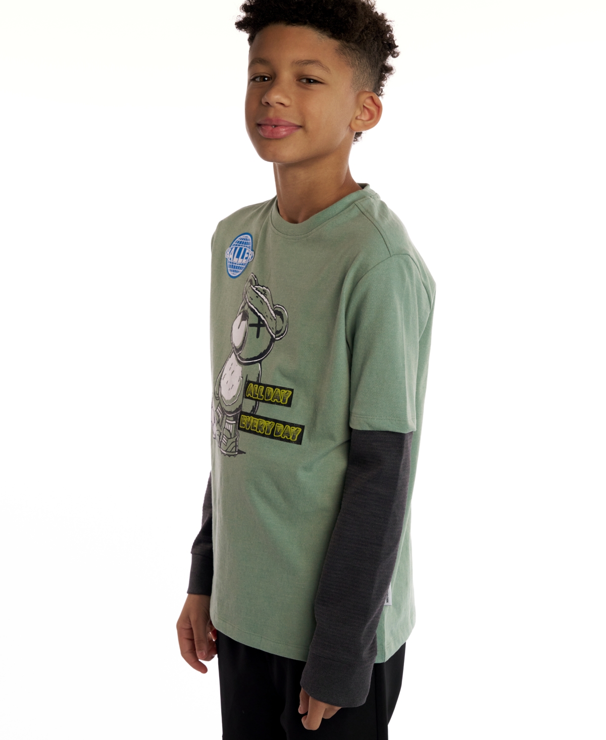 Sovereign Code Boys 5-20 Harper Twofer Graphic Print Layered T-shirt In Green