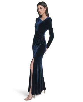 Women's Velvet Ruched Gown