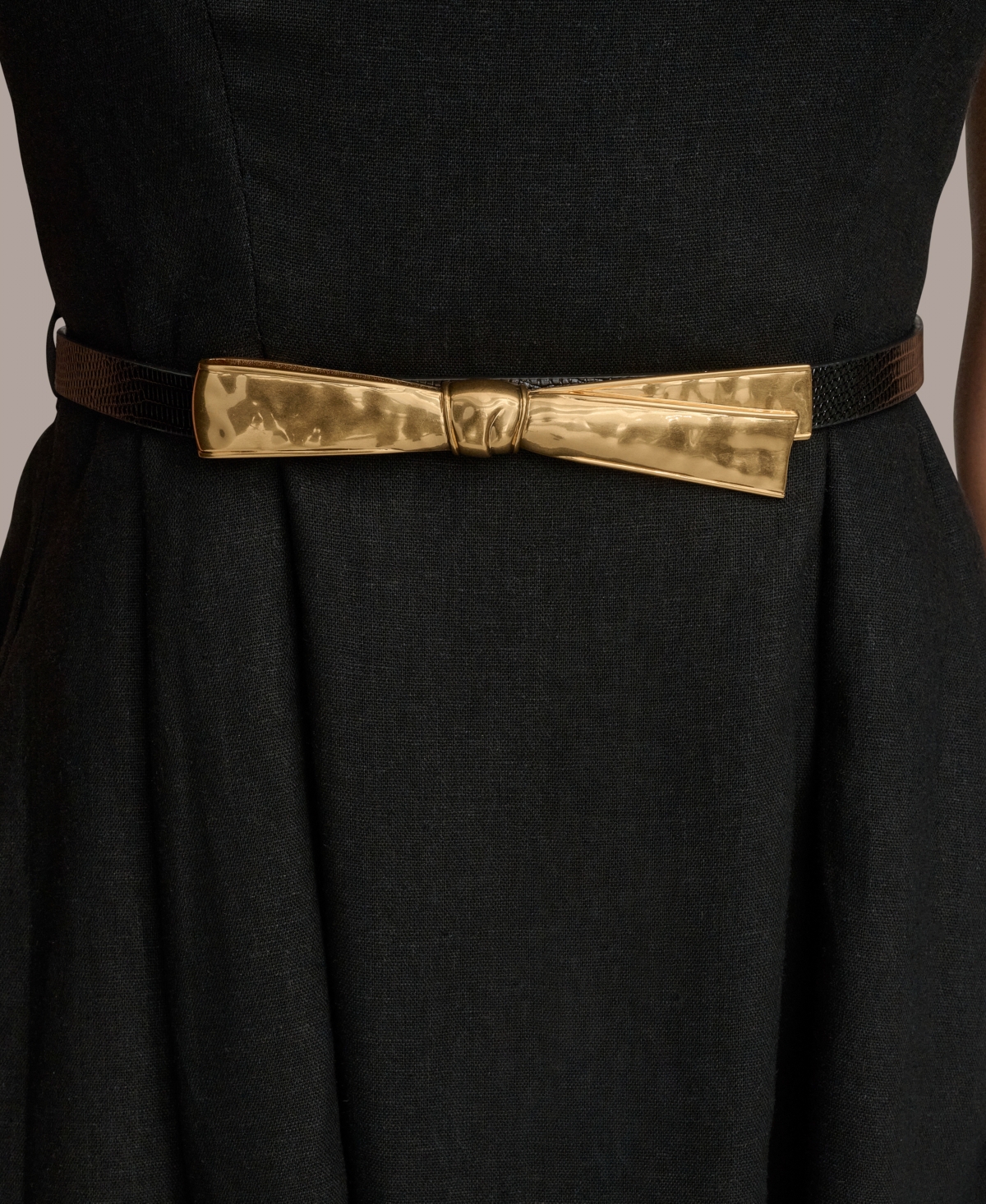 Donna Karan New York Linen Blend A-line Dress In Black