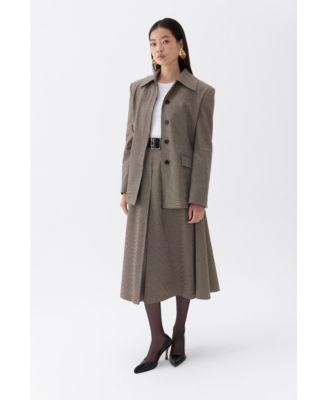 Women's Plaid Padded Shoulder Jacket