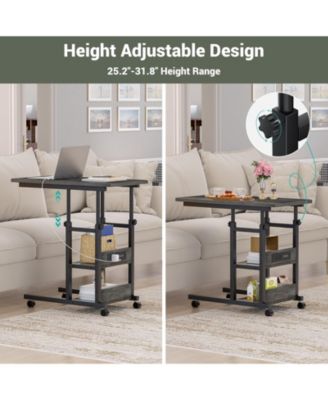 Height Adjustable C Table with USB Port and Wheels