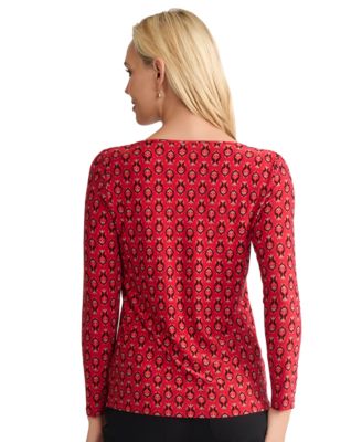 Women's Printed Keyhole Top