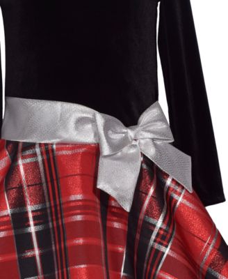 Girls' 7-16 Long-Sleeve Plaid Hipster Dress
