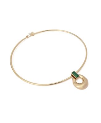 Malachite Molten Disc Pendant Wire Necklace