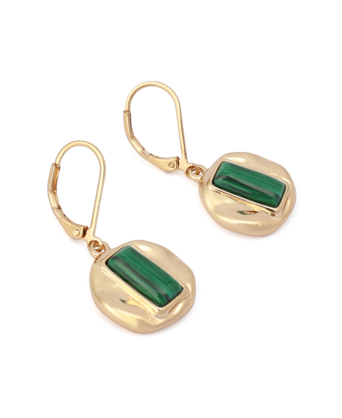 Robert Lee Morris Soho Malachite Molten Disc Drop Earrings In Gold