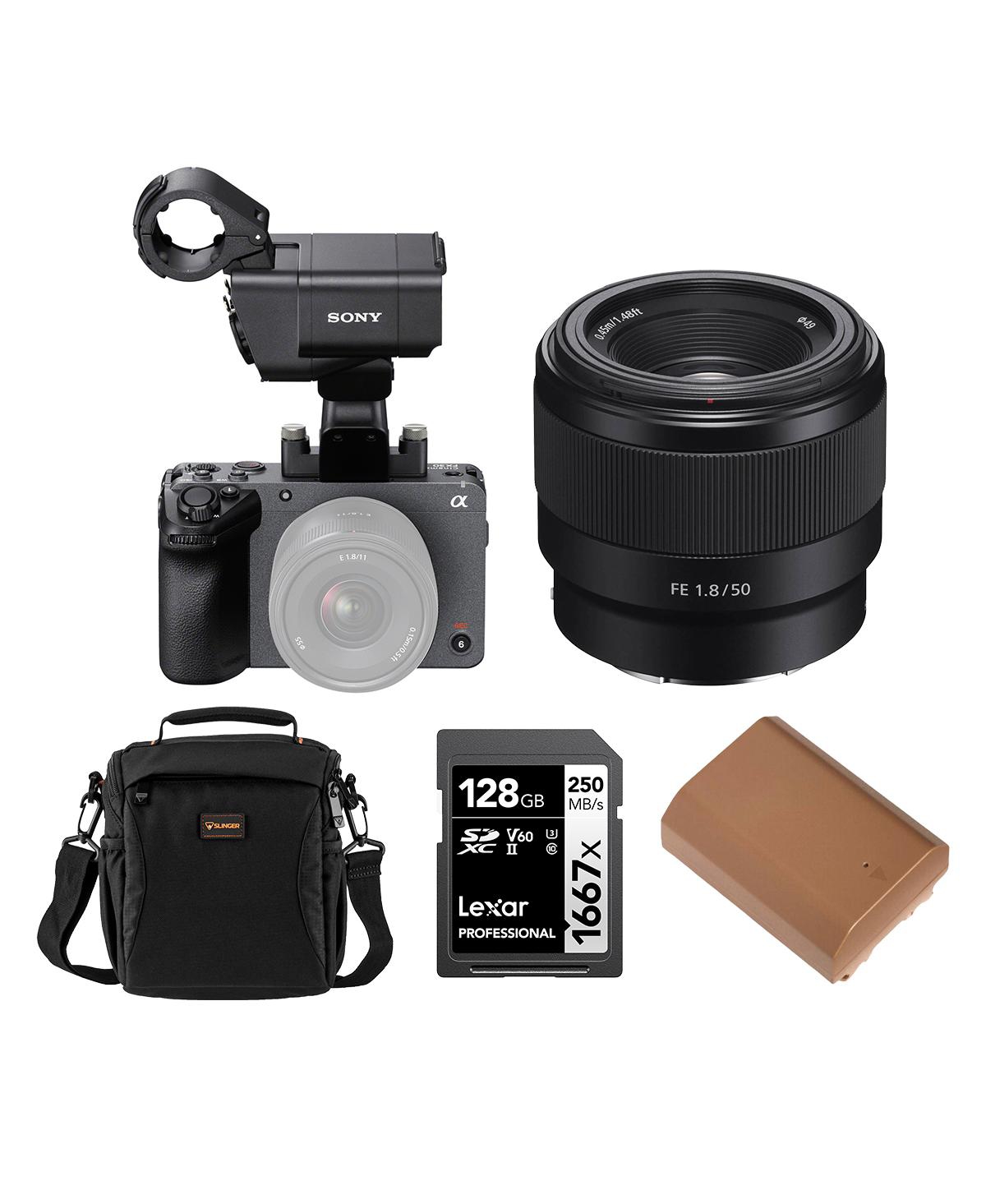 Sony FX30 Super 35 Cinema Line Camera with Xlr Handle Unit with Fe 50mm f/1.8 Lens for Sony E, Np-FZ100 17.3Wh 7.2V 2400mAh Lithium-Ion Battery Pack